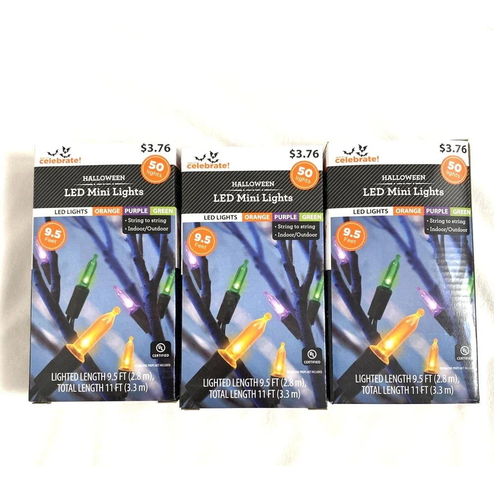 Halloween Led Mini Lights Multicolor Indoor Outdoor Home Decor Holidays 3 Packs